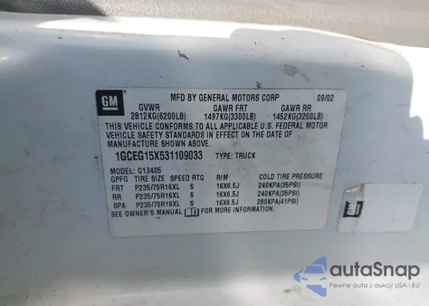 2003 Chevrolet Express z USA, uszkodzony, nr VIN 1GCEG15X531109033